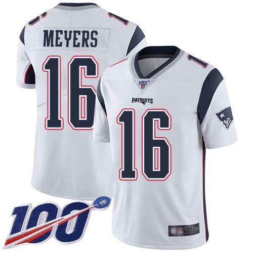 New England Patriots Football #16 Vapor Untouchable 100th Season Limited White Men Jakobi Meyers Road NFL Jersey->new england patriots->NFL Jersey